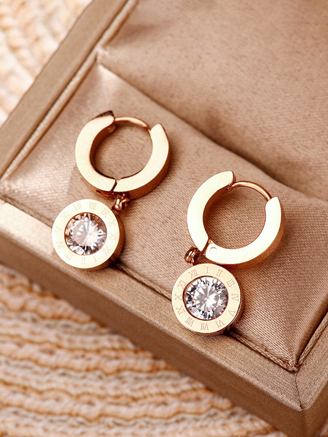 

Jewels Galaxy Rose Gold-Plated Contemporary Hoop Earrings