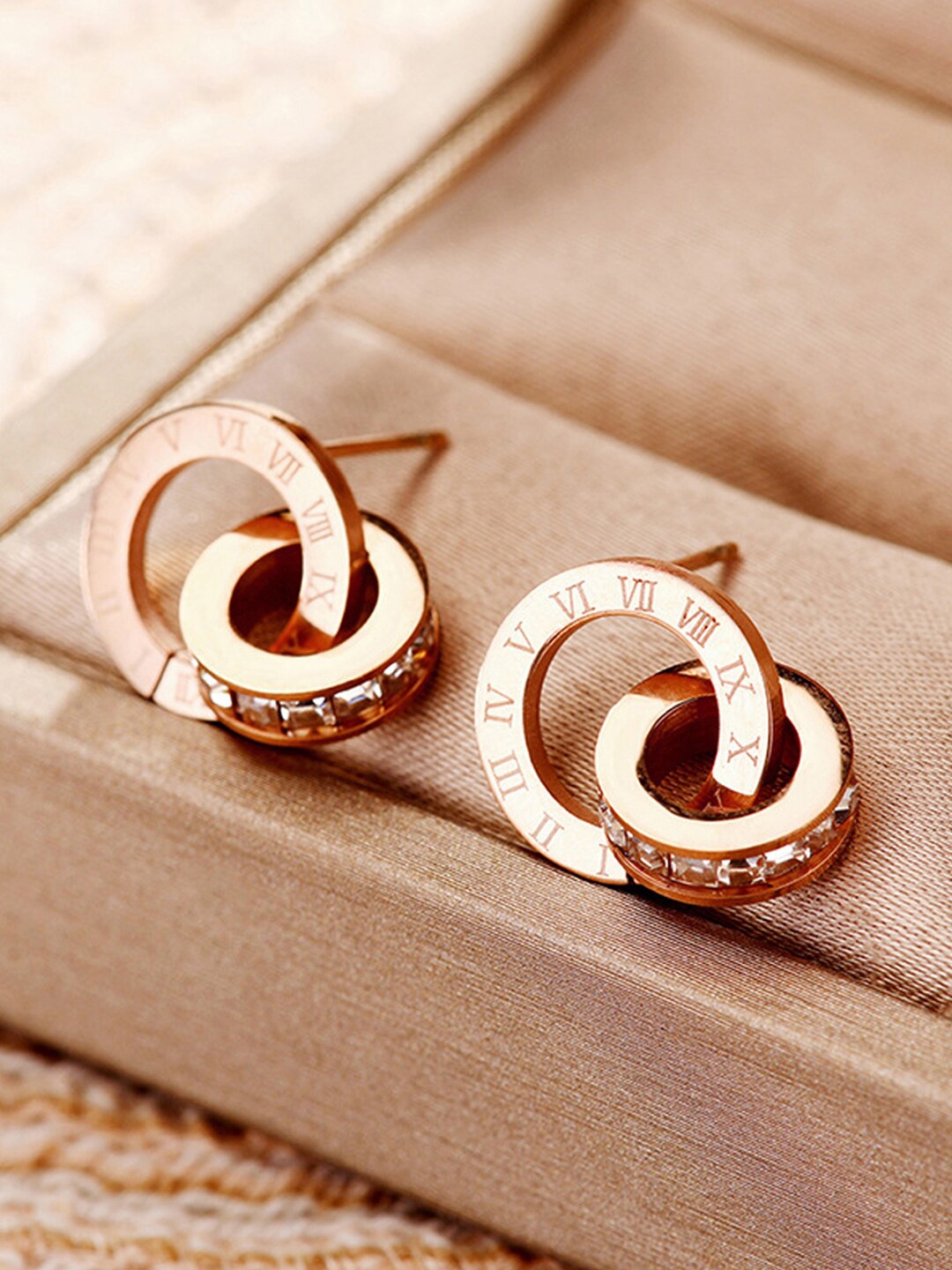 

Jewels Galaxy Rose Gold-Plated Contemporary Studs Earrings
