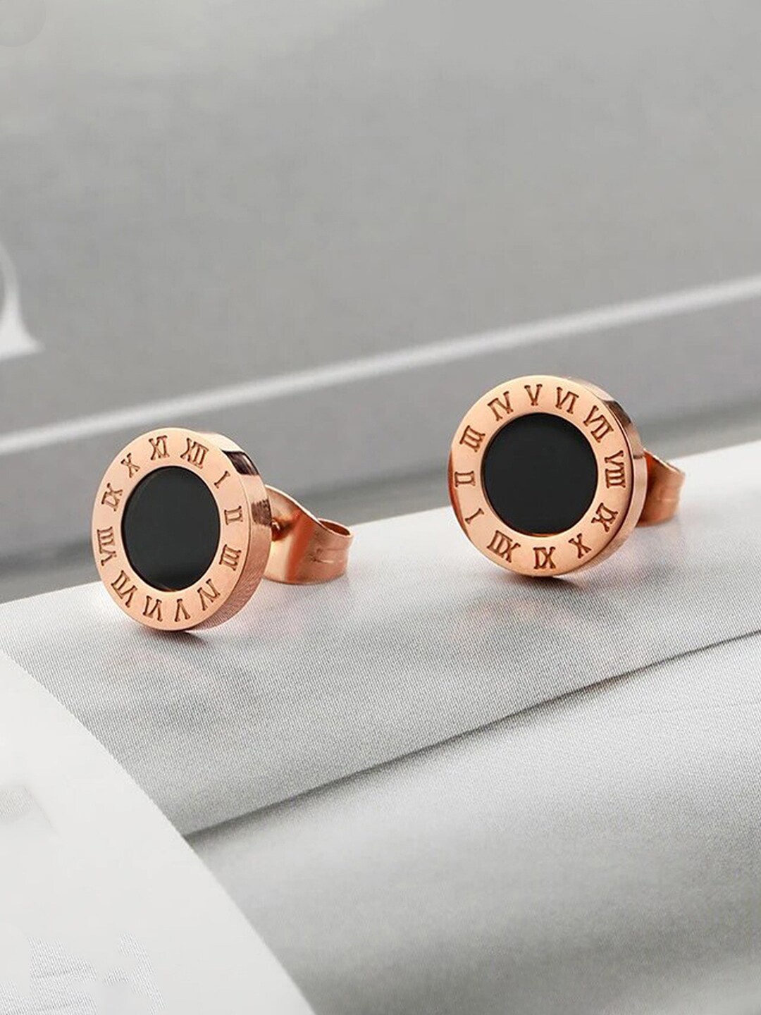 

Jewels Galaxy Rose Gold-Plated Geometric Shape Studs Earrings