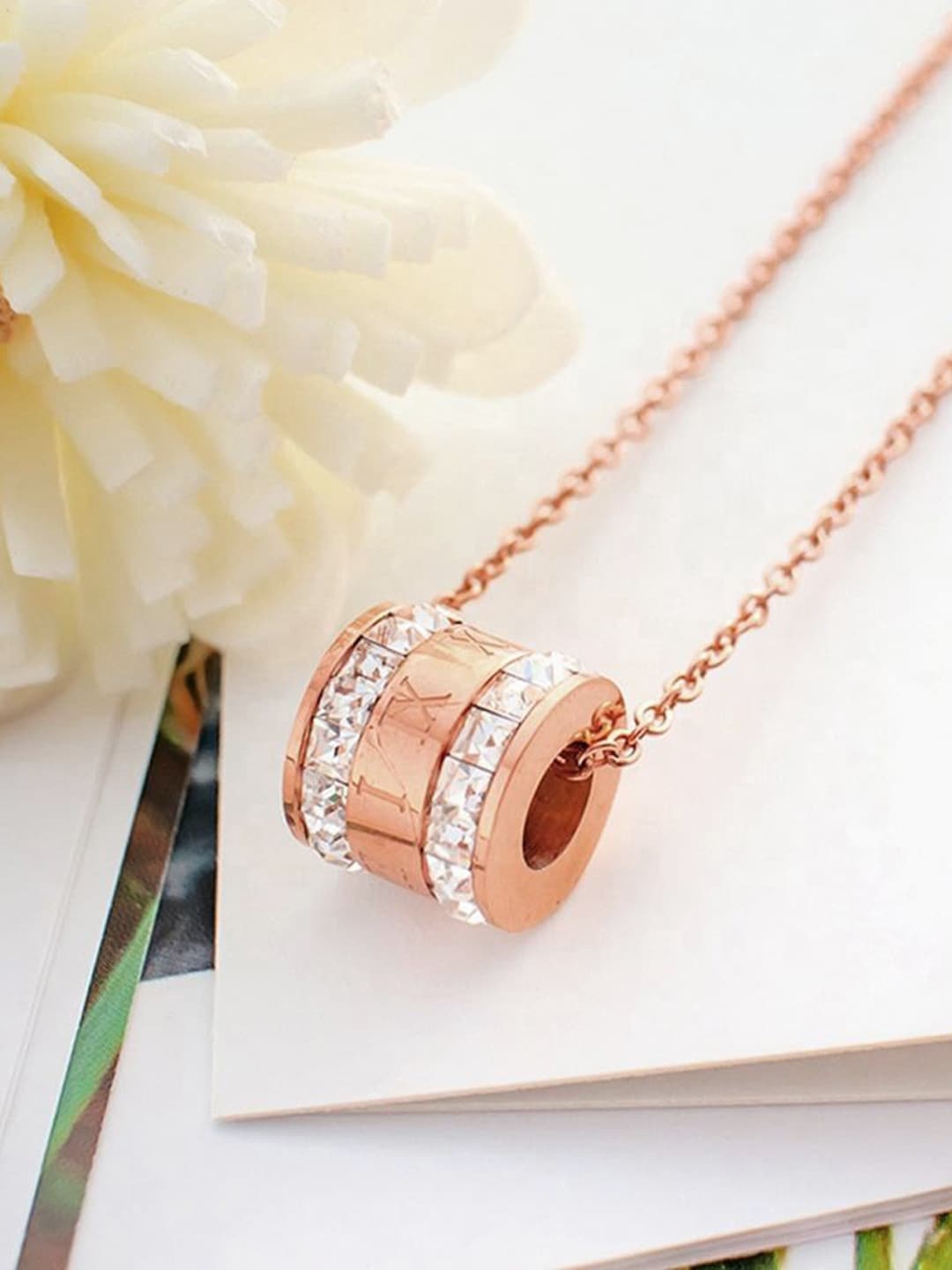 

Jewels Galaxy Rose Gold Plated & CZ Studded Pendant