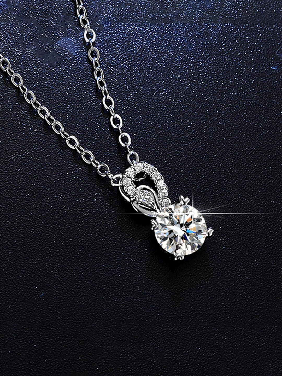 

Jewels Galaxy Silver-Plated CZ Studded Peacock Pendant