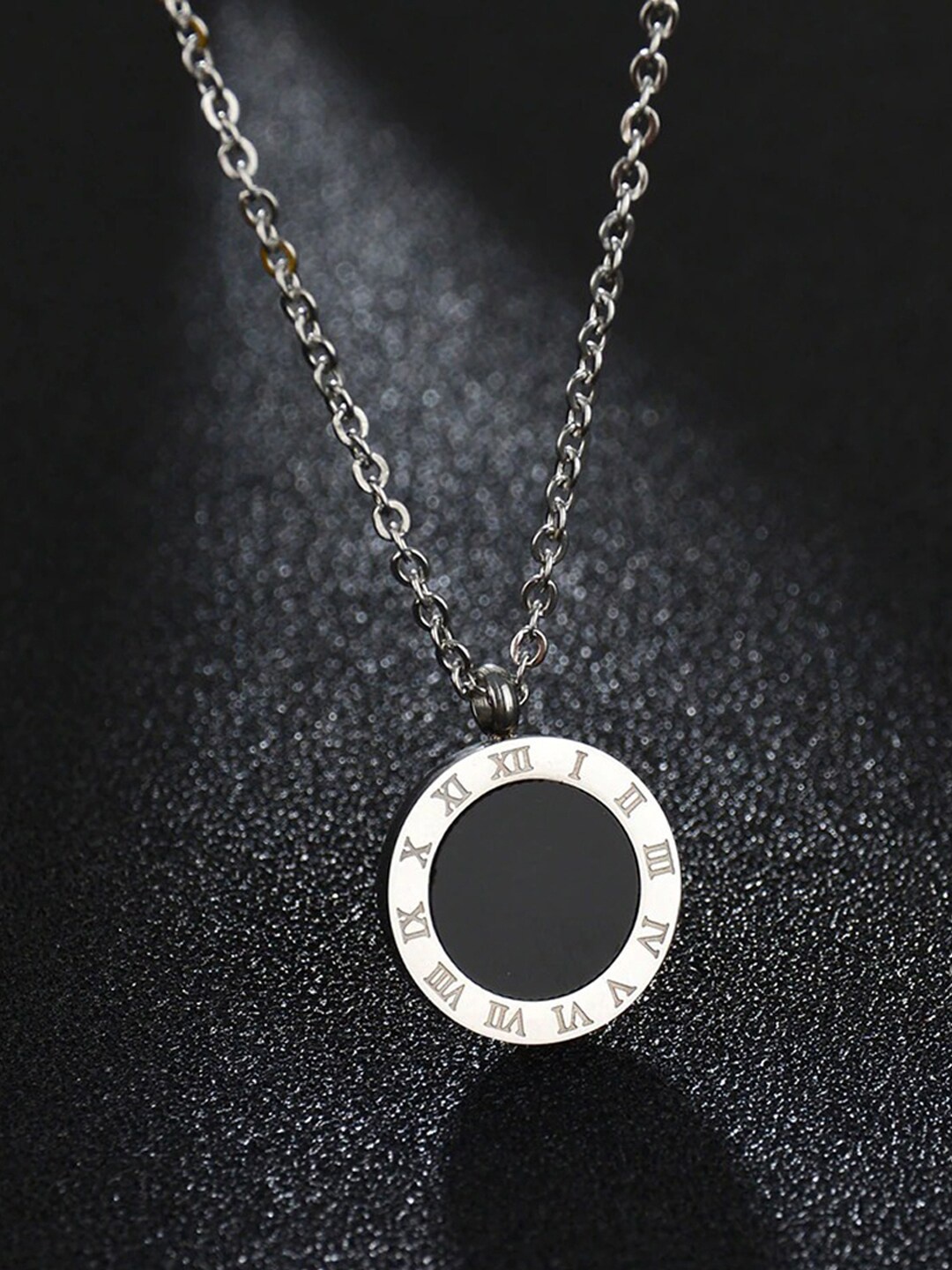 

Jewels Galaxy Silver-Plated Anti Tarnish Dual Side Circular Charm Pendant.