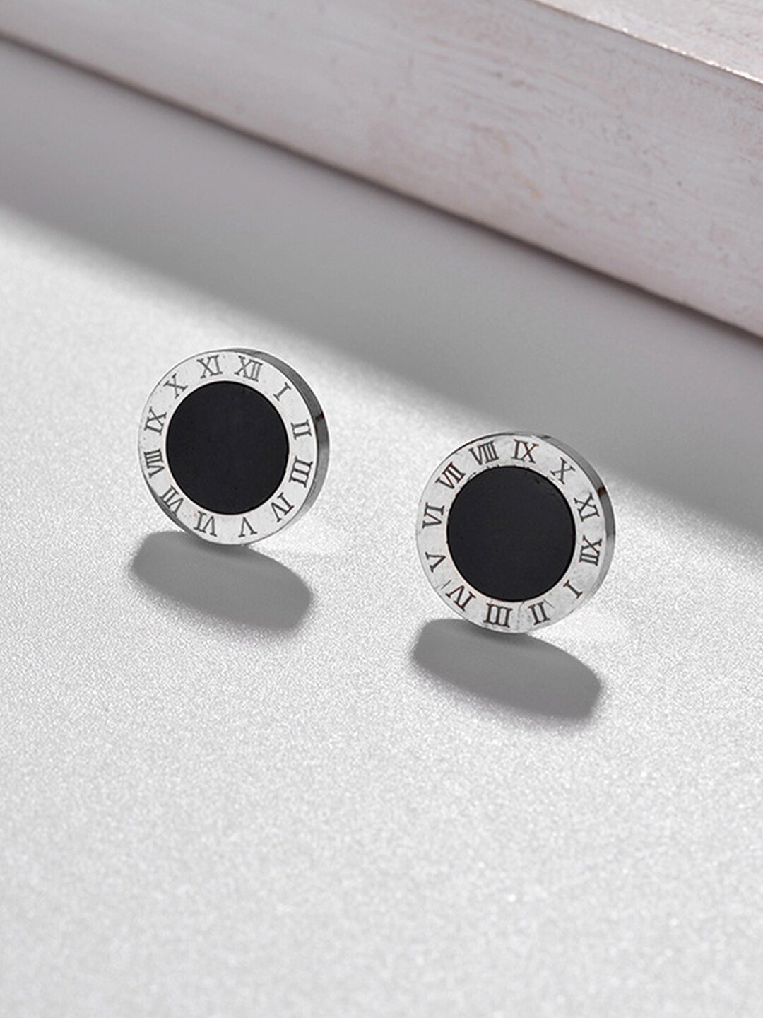 

Jewels Galaxy Silver-Plated Oxidised Studs Earrings