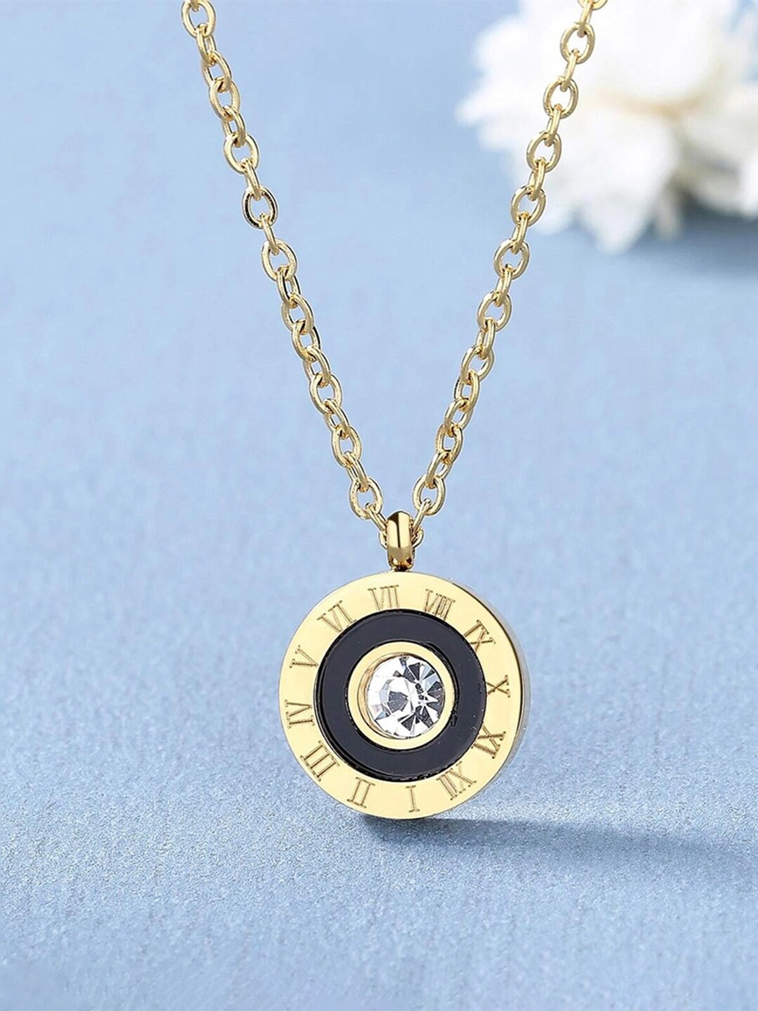 

Jewels Galaxy Gold-Plated CZ-Studded Circular Pendant