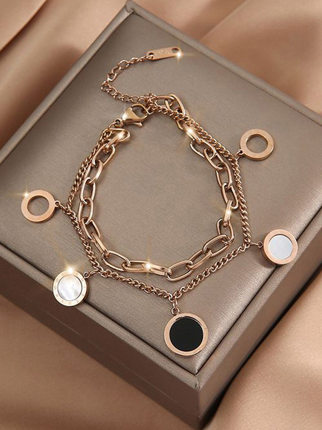 

Jewels Galaxy Women Rose Gold-Plated Link Bracelet