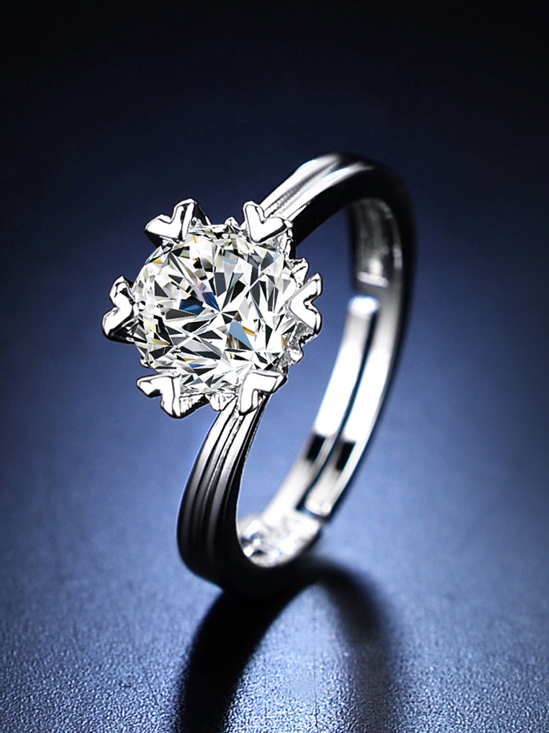 

Jewels Galaxy Silver-Plated Crystal-Studded Adjustable Finger Ring