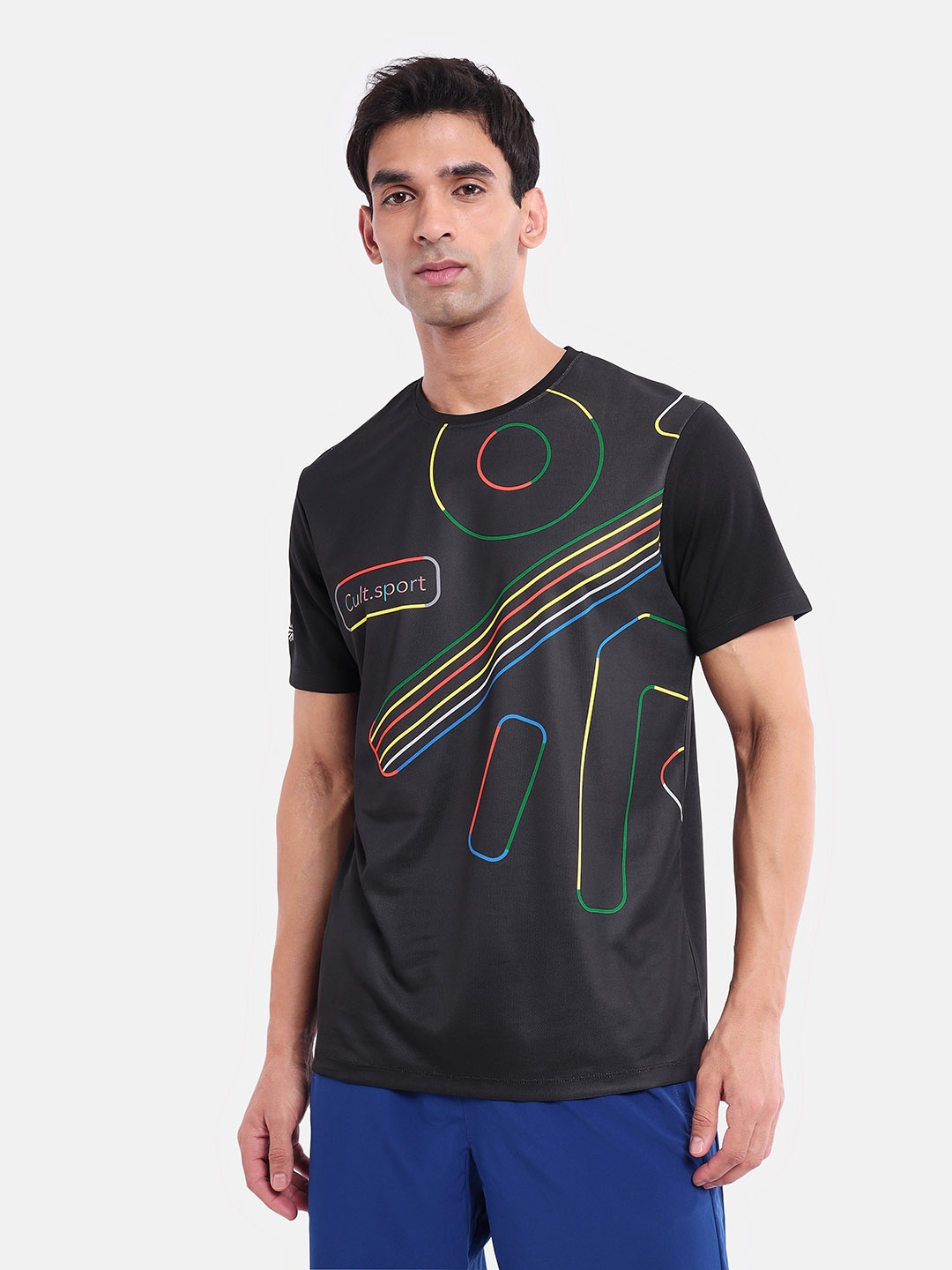 

Cultsport Abstract Printed Moisture Wicking T-shirt, Black