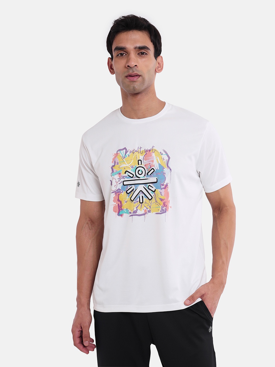 

Cultsport Flydry Graphic Printed Round Neck Training Regular Fit T-shirt, White
