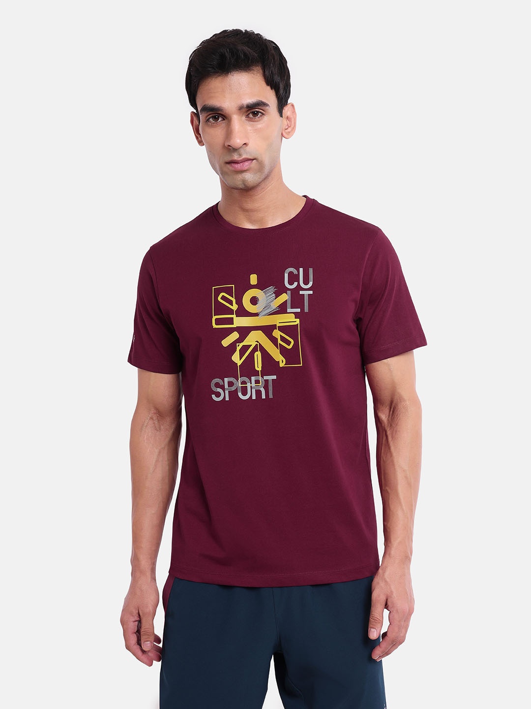 

Cultsport Graphic Printed Regular Fit Lightweight Training Sports T-Shirt, Maroon