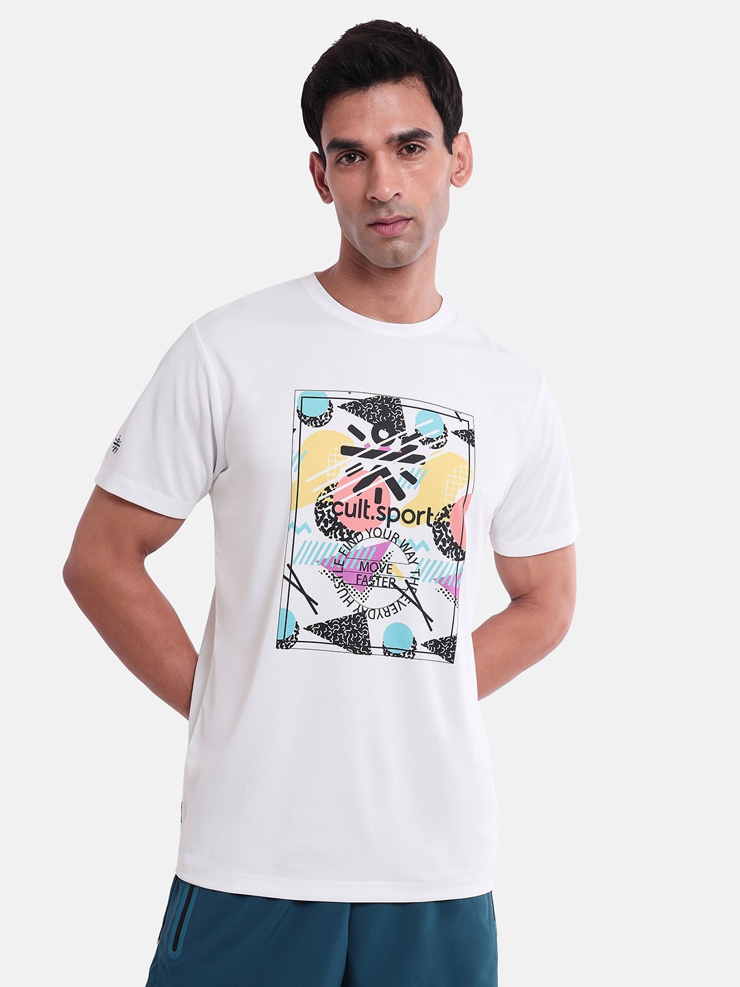 

Cultsport Graphic Printed Regular Fit Lightweight Training Sports T-Shirt, White