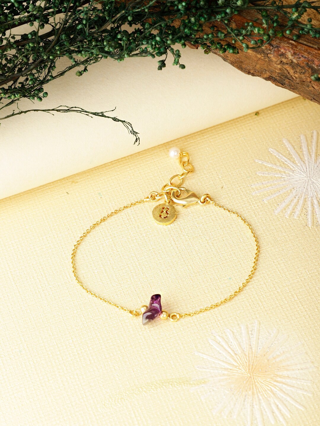 

Berserk Women Gold-Plated Amethyst Wraparound Bracelet