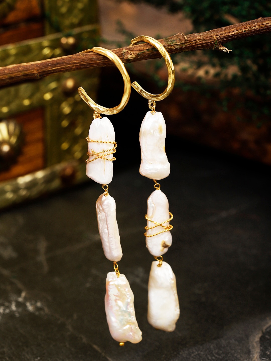 

Berserk Gold Plated Stone Studded Drop Earrings