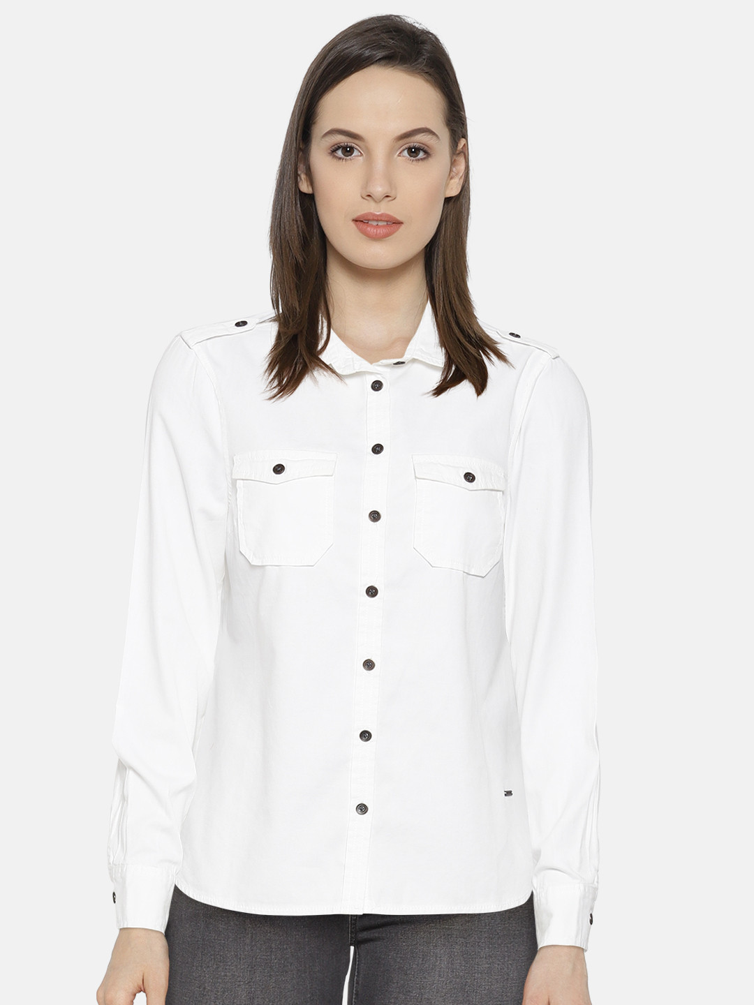 

Vero Moda Women White Regular Fit Solid Casual Shirt