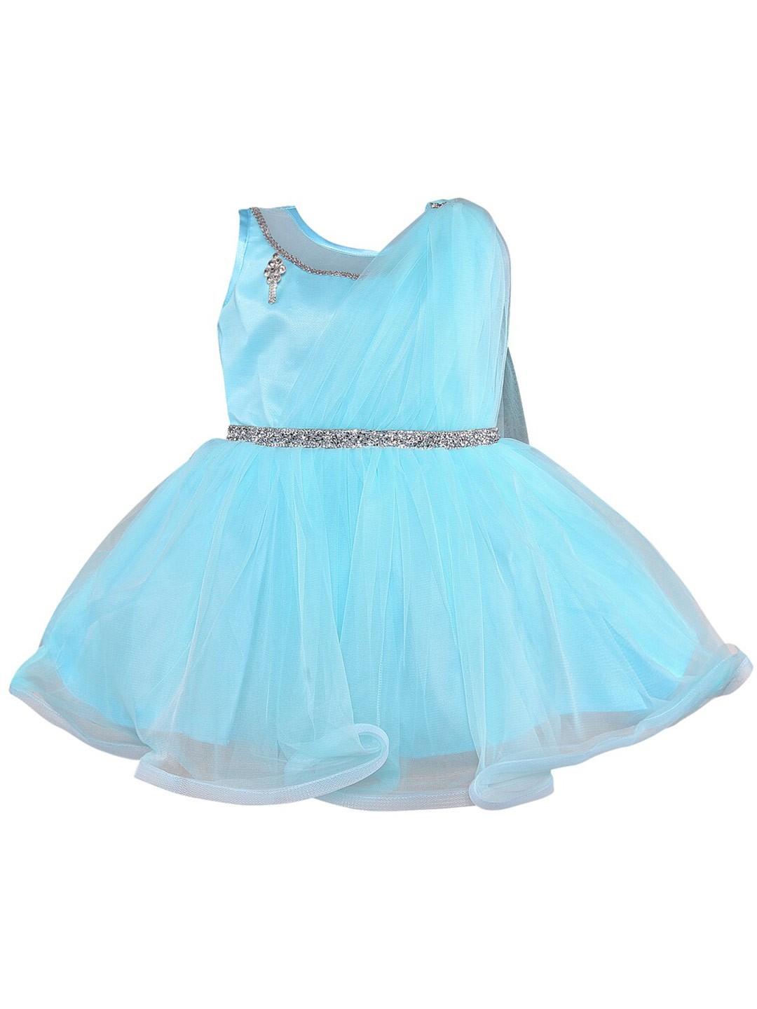 

Wish Karo Infant Girls Sleeveless Embellished Fit & Flare Net Dress, Blue