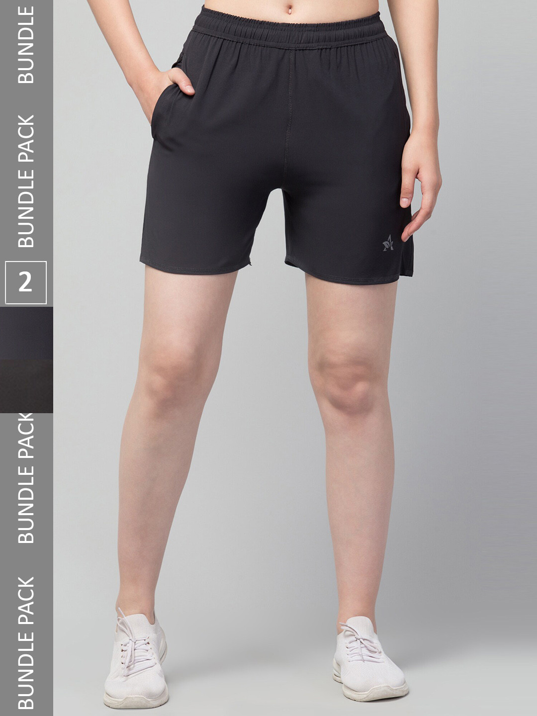 

Lebami Pack of 2 Women Outdoor Sports Shorts With e-Dry Technology, Black