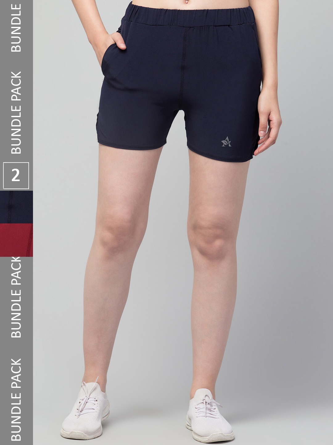 

Apraa & Parma Women Pack Of 2 E-Dry Sports Shorts, Navy blue