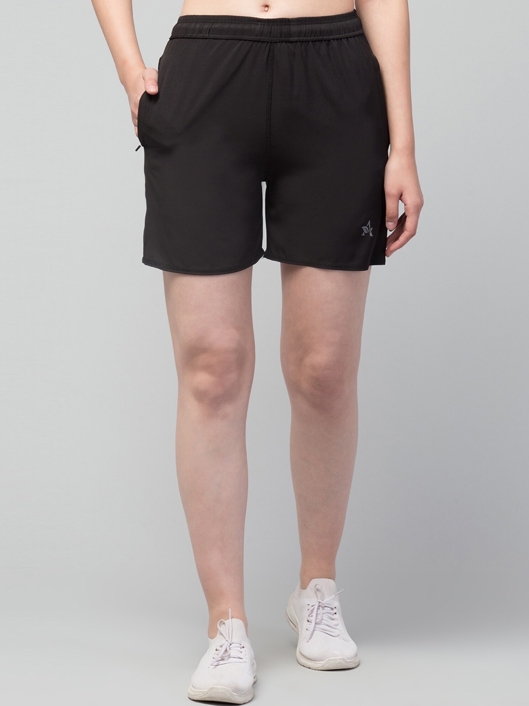 

Apraa & Parma Women Mid-Rise e-Dry Technology Sports Shorts, Black