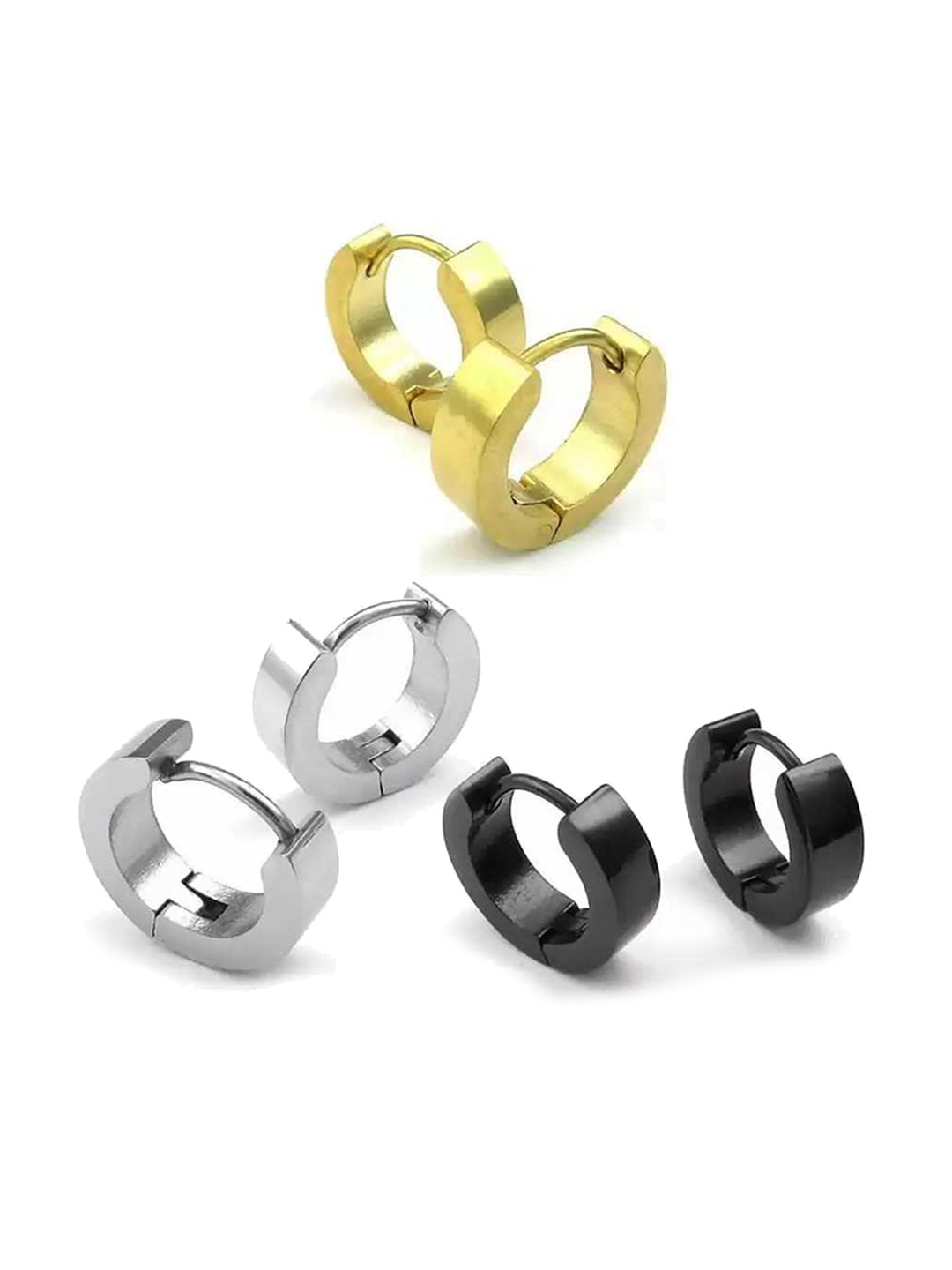 

MEENAZ Black Contemporary Hoop Earrings