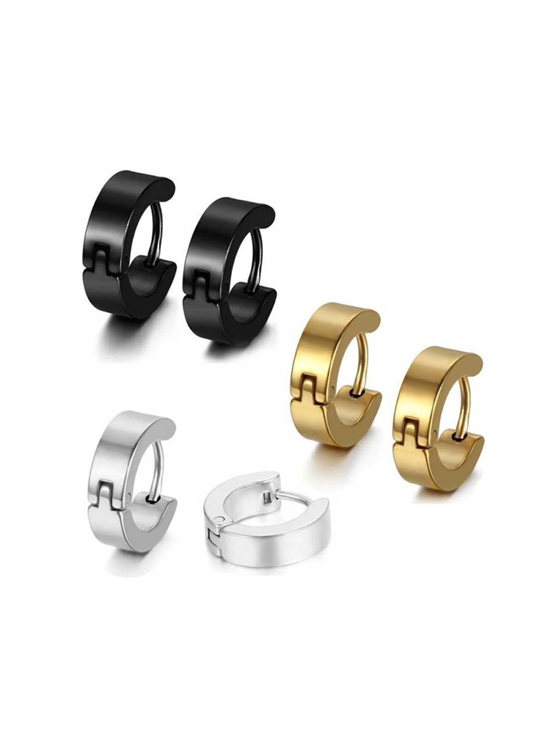 

MEENAZ Silver-Toned Contemporary Hoop Earrings