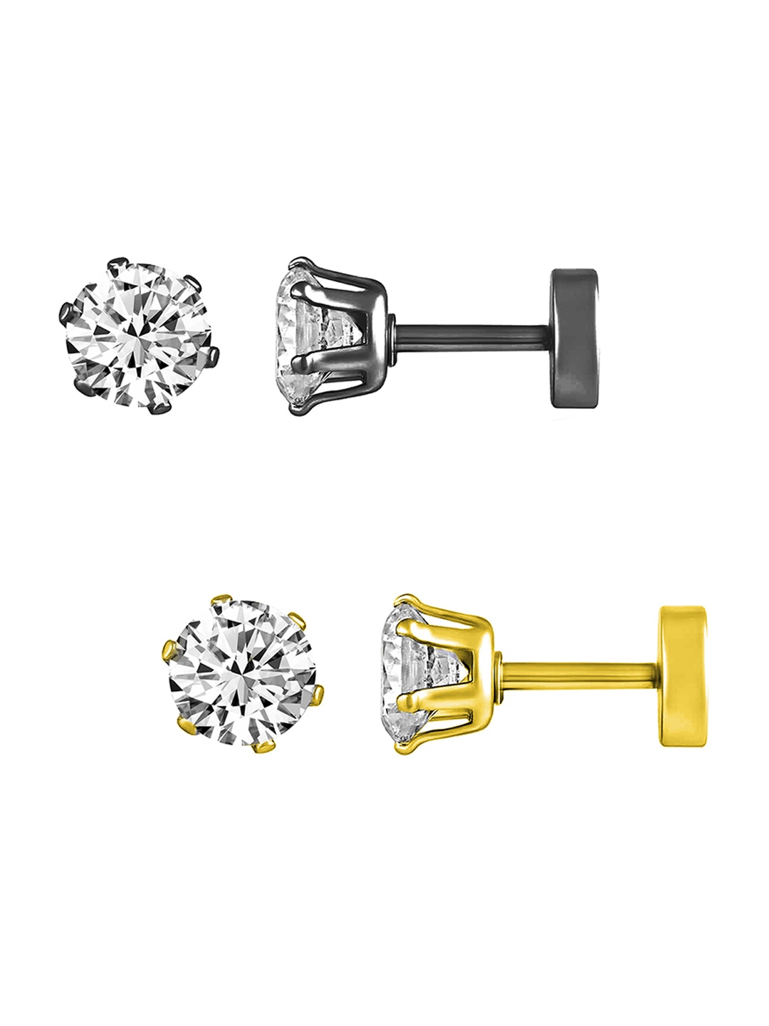 

MEENAZ Gold-Toned Contemporary Studs Earrings