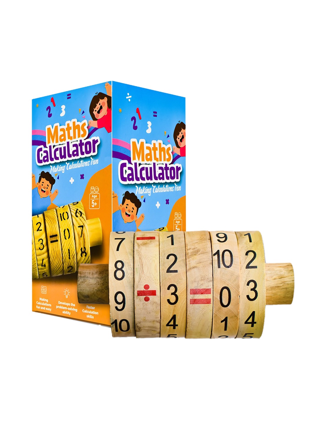 

ilearnngrow Unisex Kids Wooden Maths Calculator, Multi