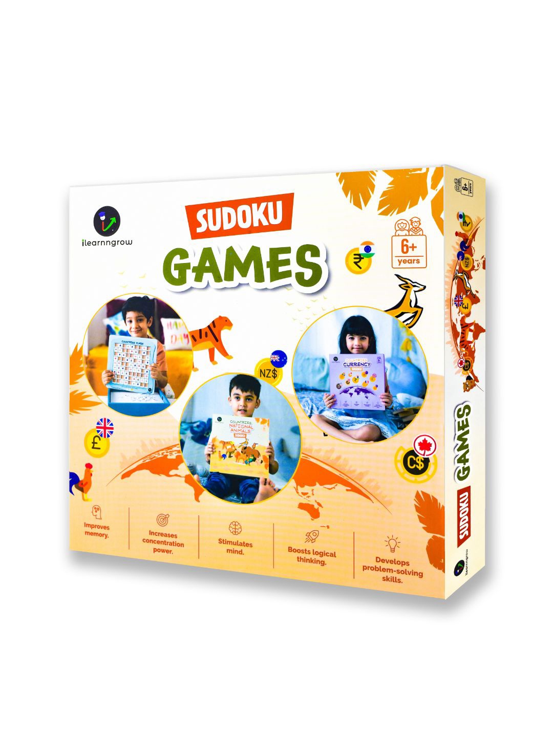 

ilearnngrow Unisex Kids Countries Currency Sudoku, Multi