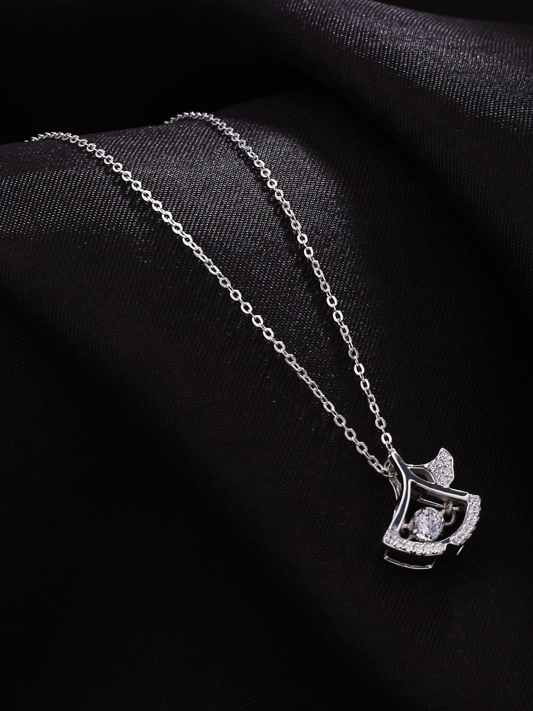 

VIRAASI 925 Sterling Silver CZ Studded Collar Necklace