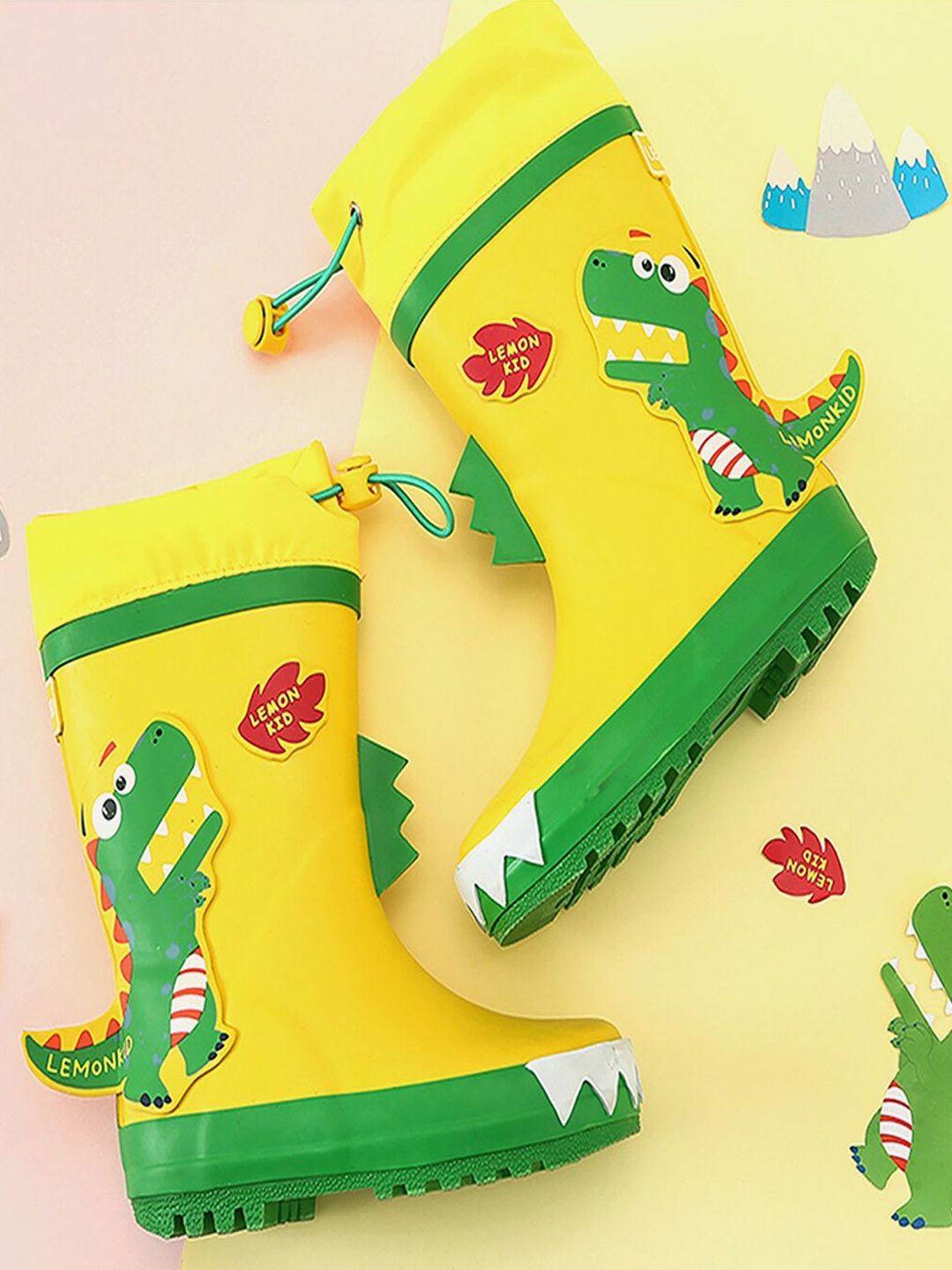 

Little Surprise Box LLP Kids Dino Printed Anti-Skid Rain Gumboots, Yellow