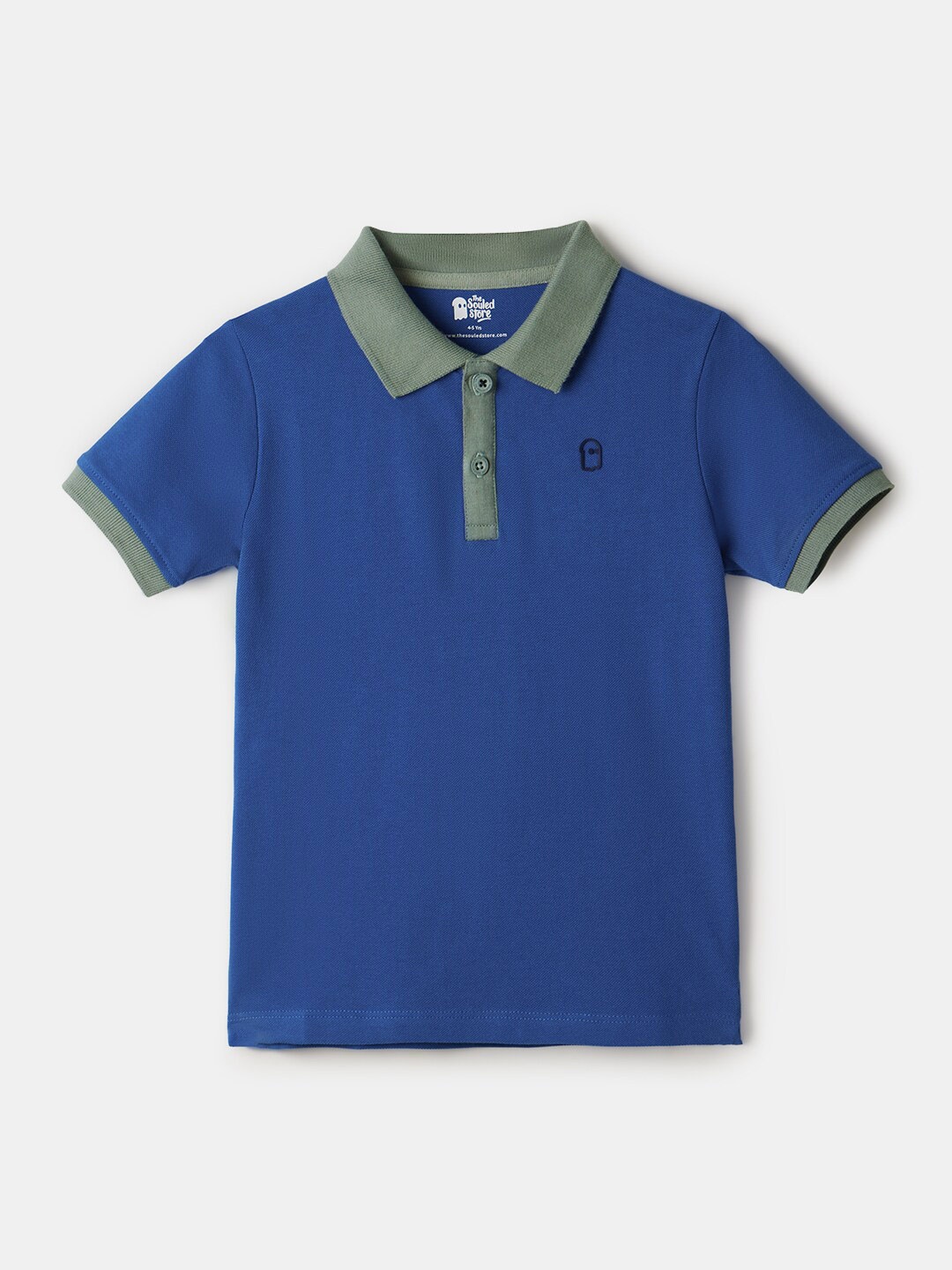 

The Souled Store Boys Blue Polo Collar Pure Cotton T-Shirt