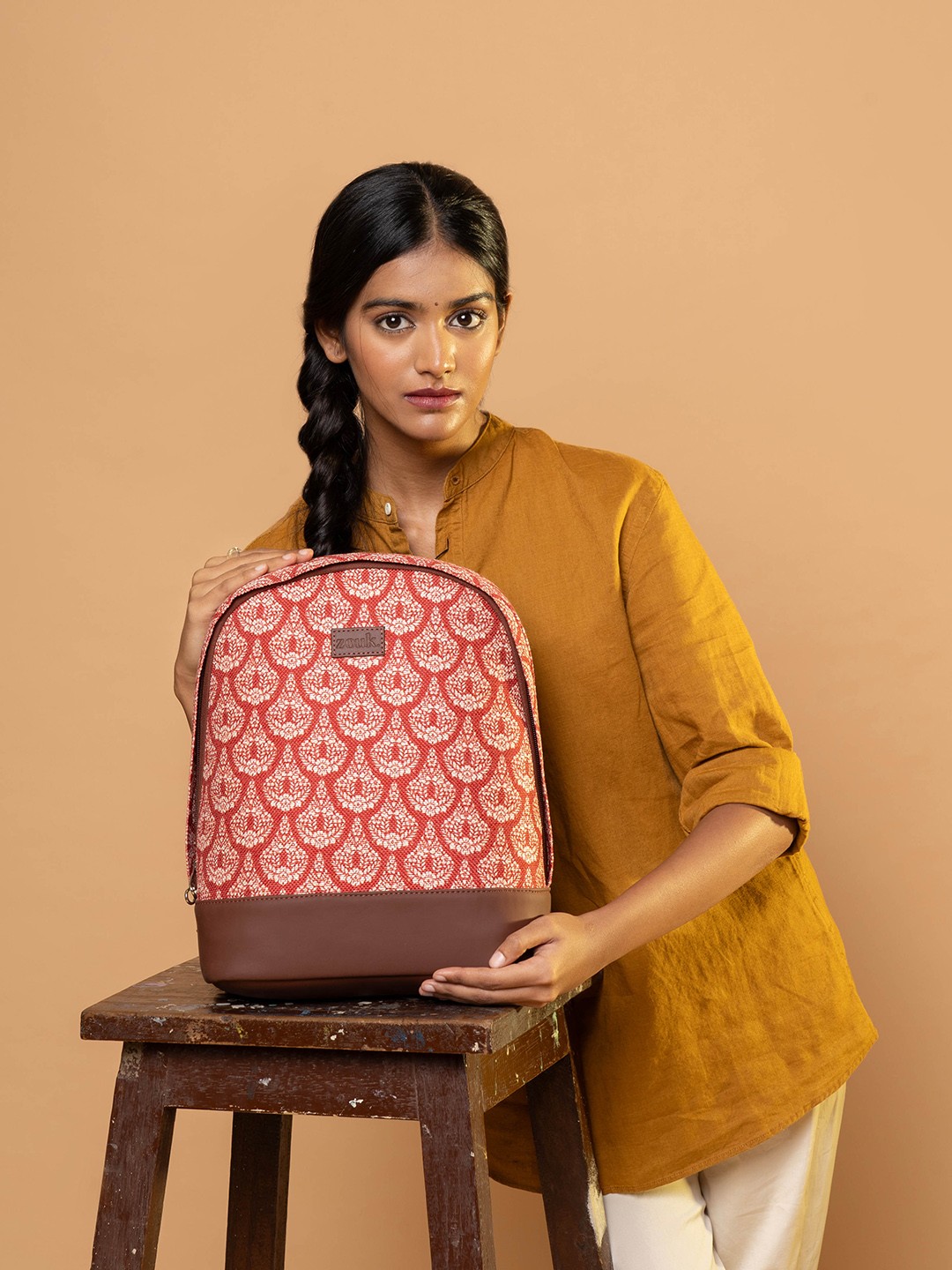 

ZOUK Women Ethnic Motifs Printed Backpack, Red