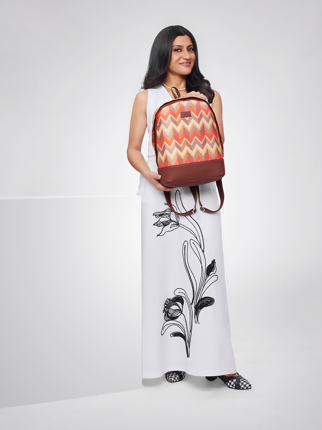

ZOUK Geometric Printed Backpack, Beige