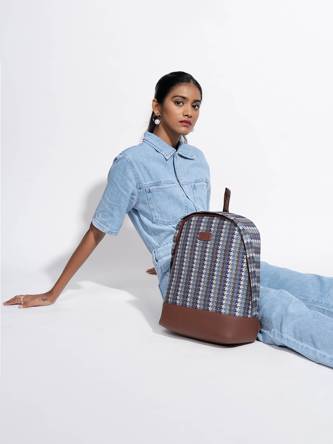 

ZOUK Geometric Printed Backpack, Coffee brown