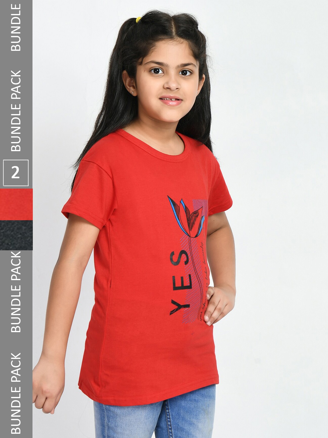 

IndiWeaves Pack of 3 Printed Round Neck Cotton T-shirt, Red