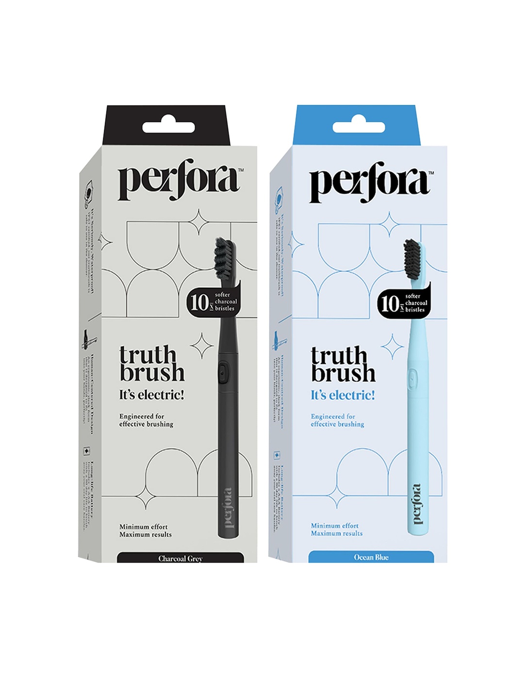 

Perfora Set of 2 Electric Truth Toothbrush - Charcoal Grey & Ocean Blue