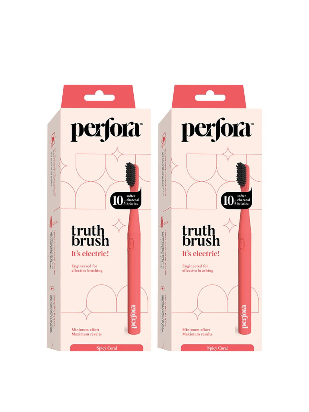 

Perfora Set of 2 Waterproof Electric Toothbrush - Spicy Coral