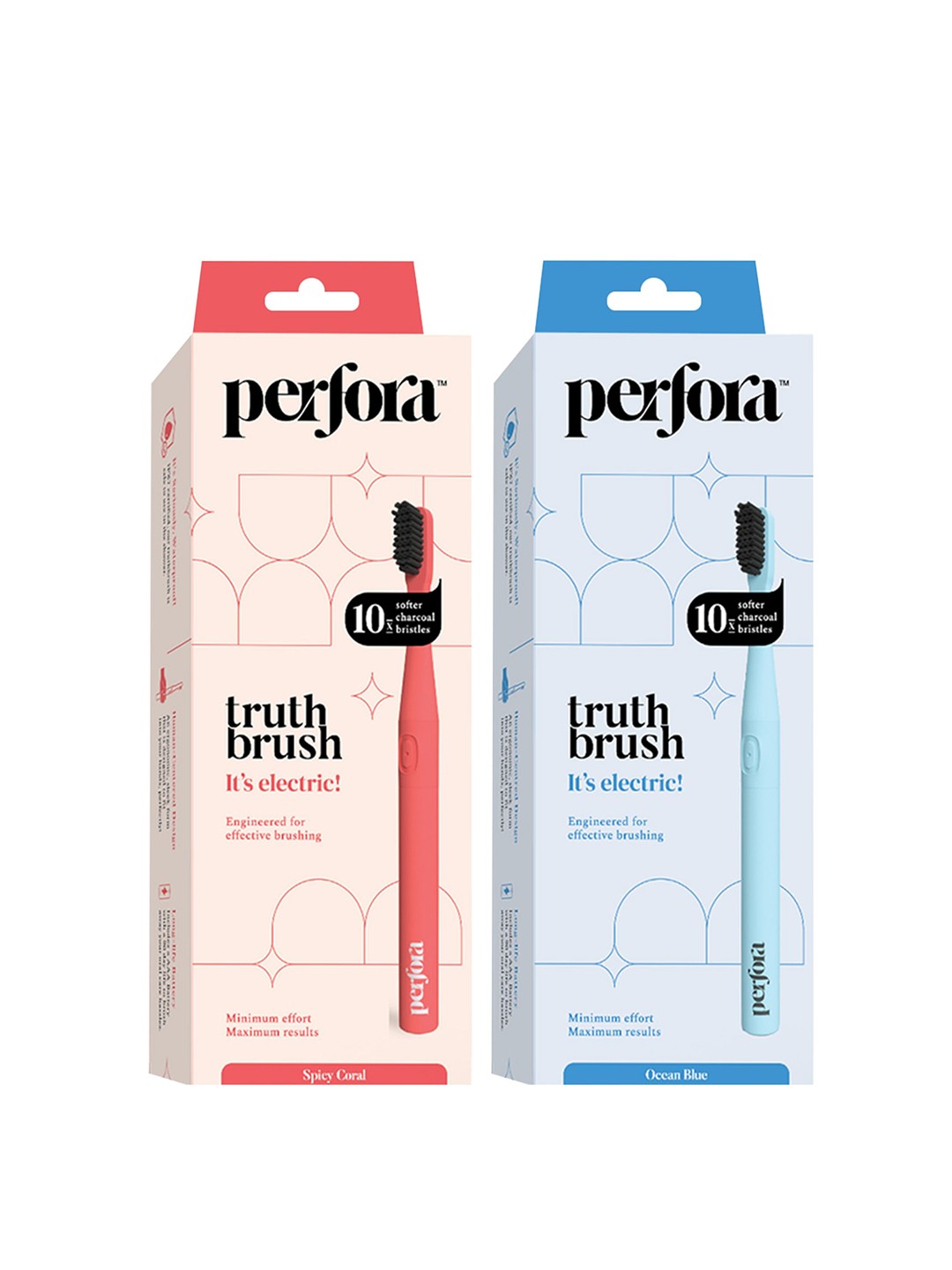 

Perfora Set of 2 ETB V1 Electric Toothbrushes - Spicy Coral & Ocean Blue