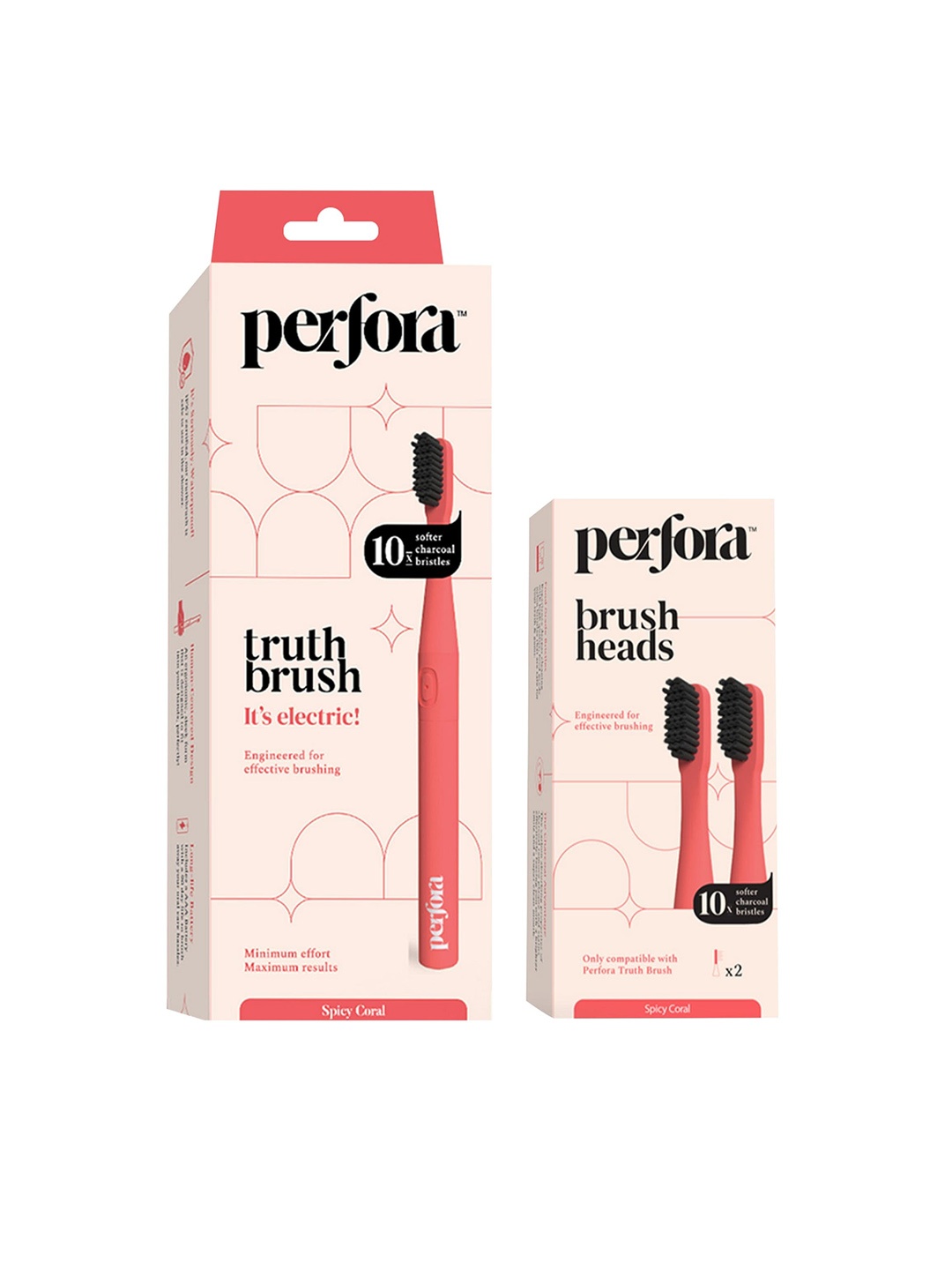 

Perfora Super Lightweight Electric Toothbrush with 2 Brush Heads - Spicy Coral