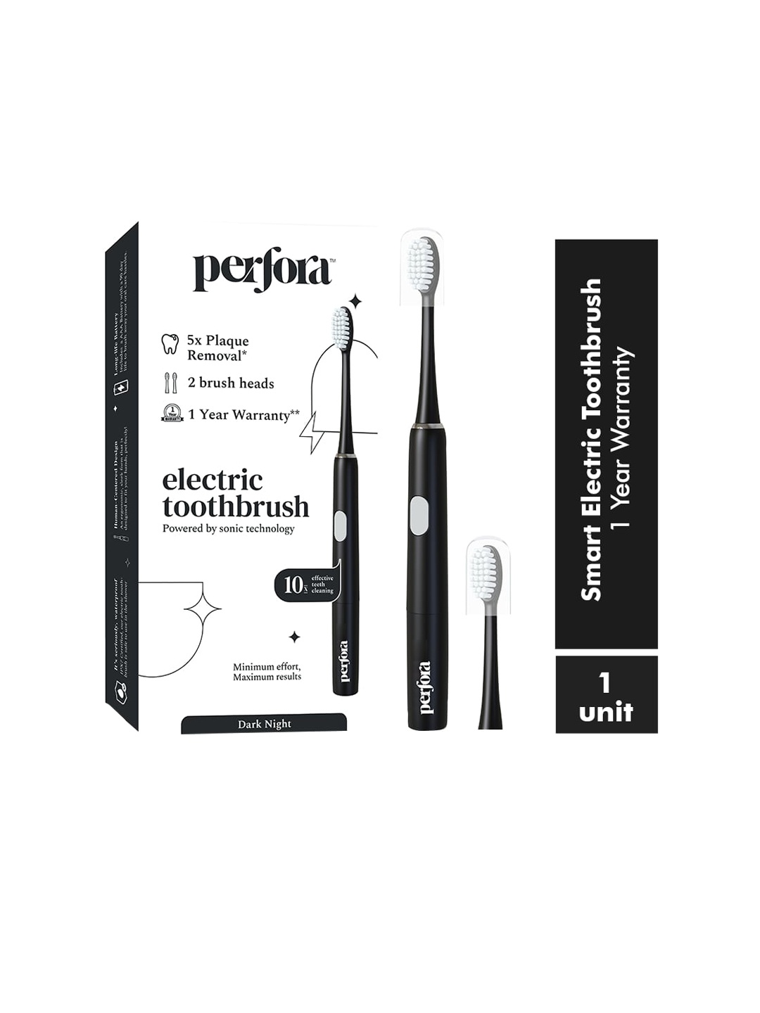 

Perfora Sonic Smart Electric Toothbrush with 2 Brush Heads - Dark Night, Black