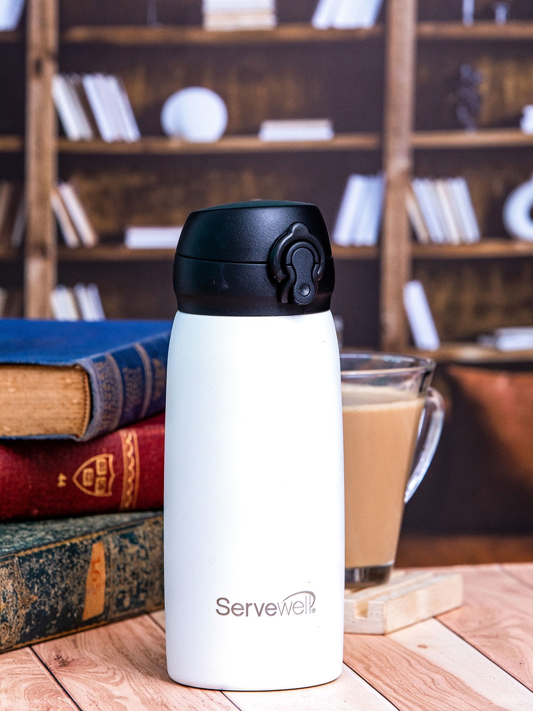 

Servewell Pride Tulip White SS Vacuum Bottle Stainless Steel Flask - 415 ml