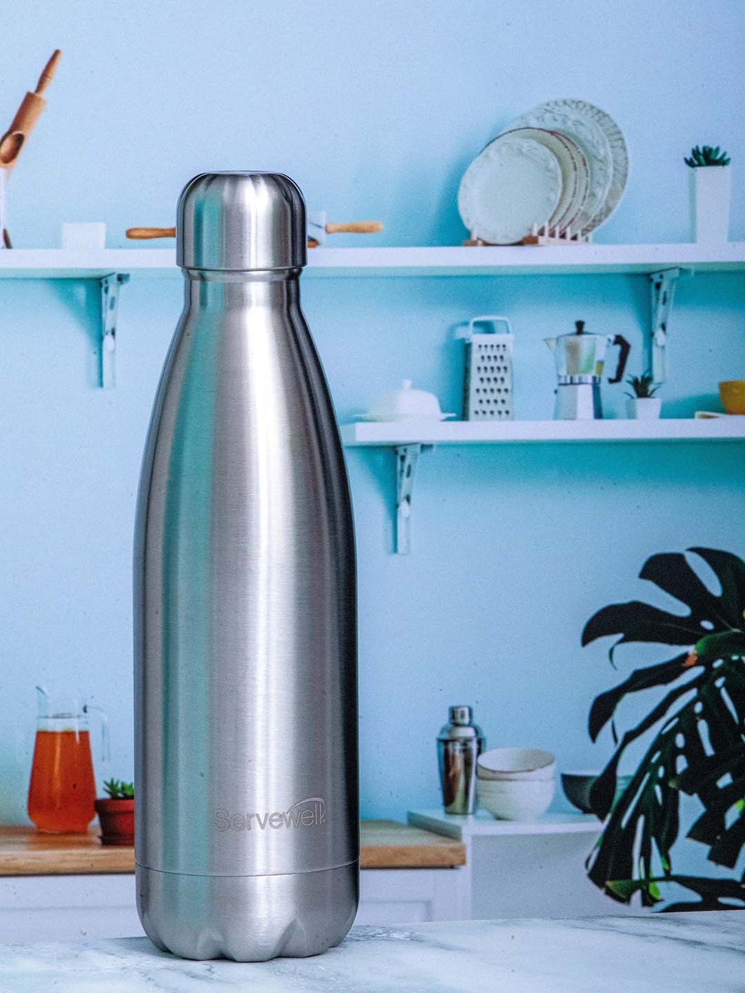 

Servewell Bali Silver-Toned Single Wall Stainless Steel Water Bottle-750 ml