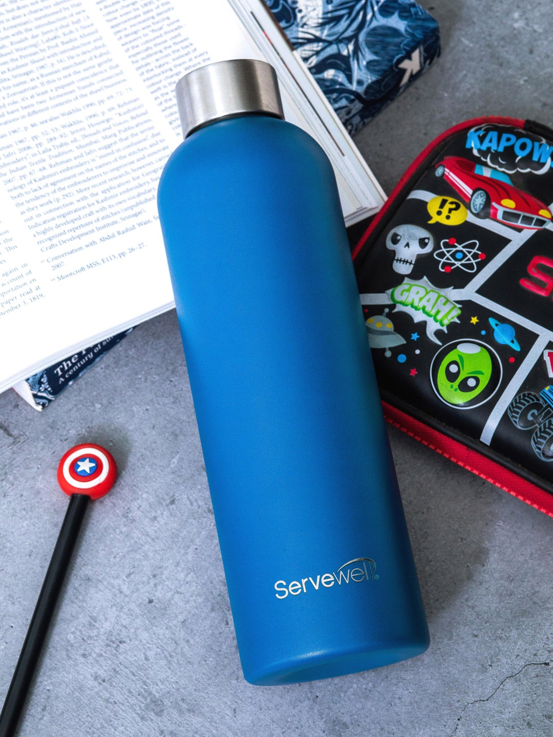 

Servewell Osaka-SS Blue Stainless Steel Single Wall Water Bottle 900 ml