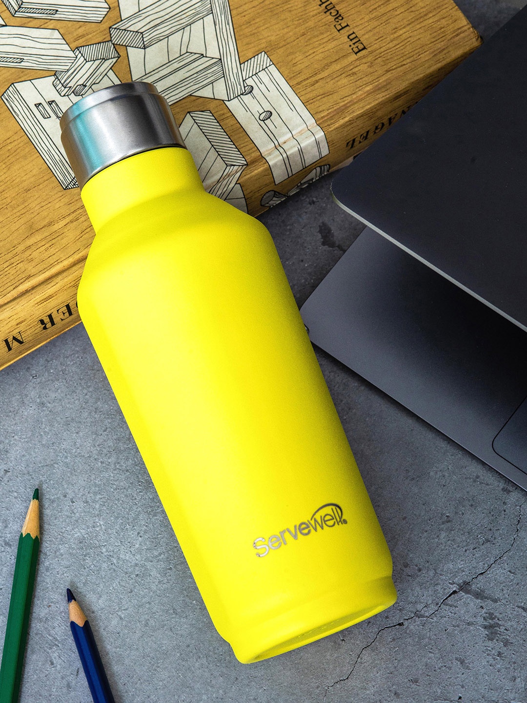 

Servewell Alaska - SS Lemon Yellow Single Stainless Steel Water Bottle 675ml
