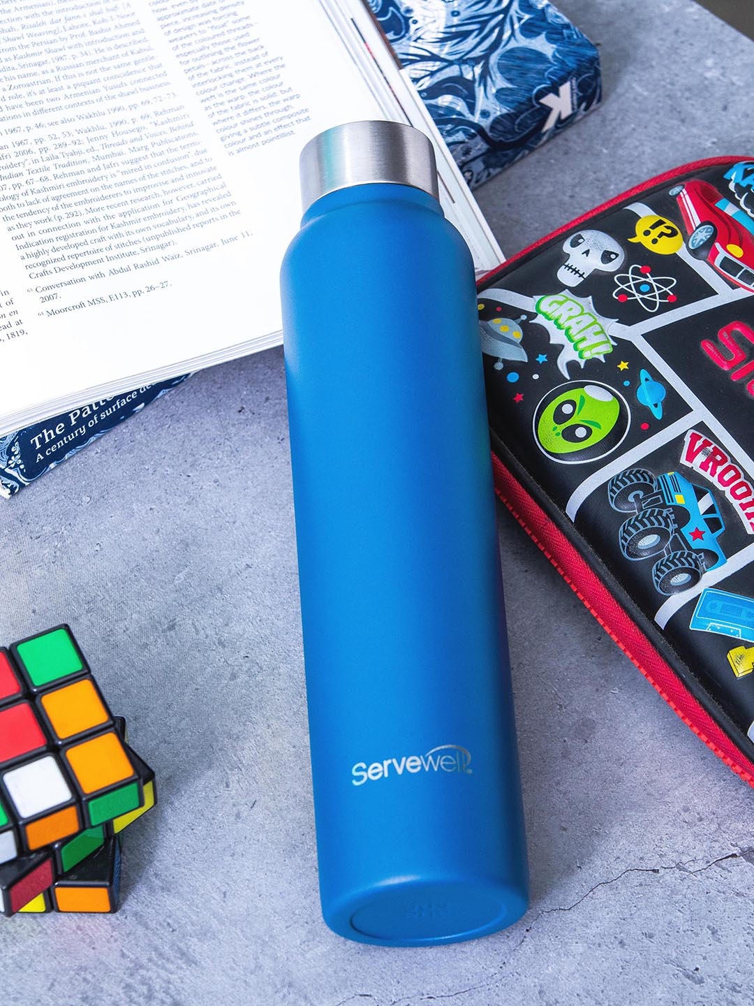 

Servewell Sleek Blue Stainless Steel Double Walled Vacuum Water Bottle - 600 ML