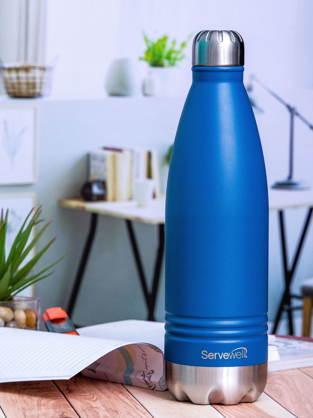

Servewell Indus - SS Blue Stainless Steel Water Bottle 1L