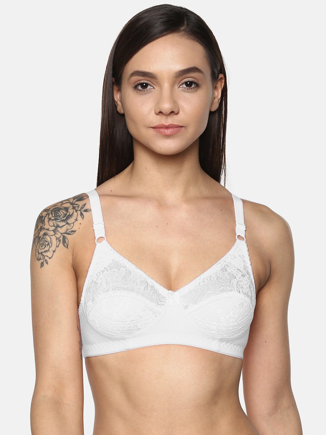 

Leading Lady Floral Self Design Pure Cotton Bra, White