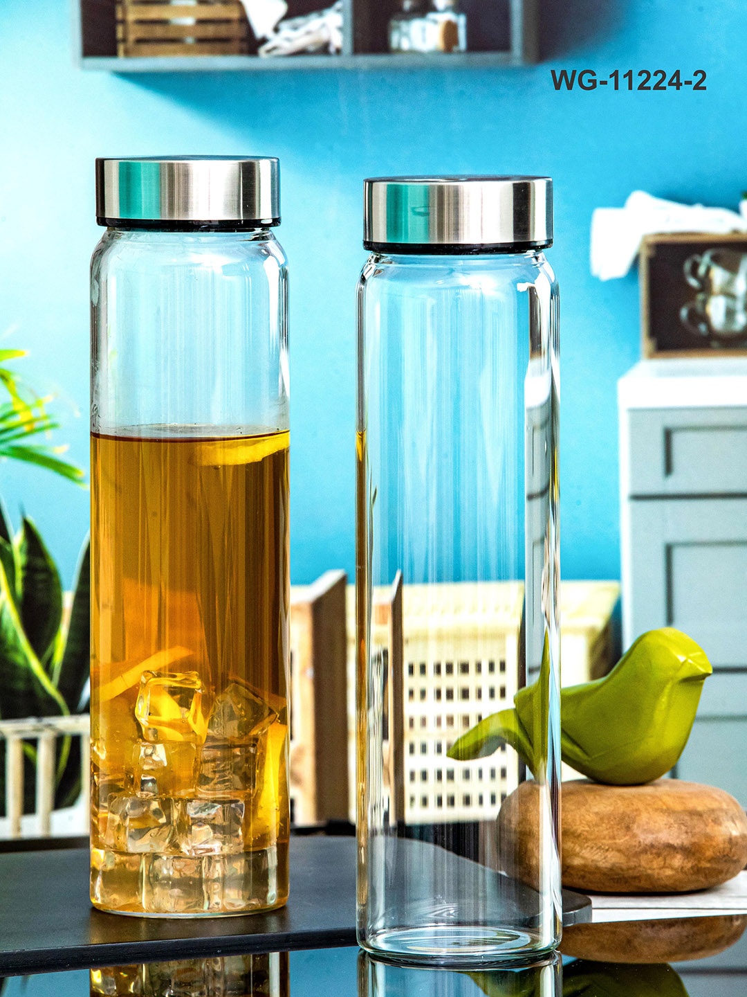 

White Gold 2 Pieces Transparent Borosilicate Glass Water Bottle 500 ml Each