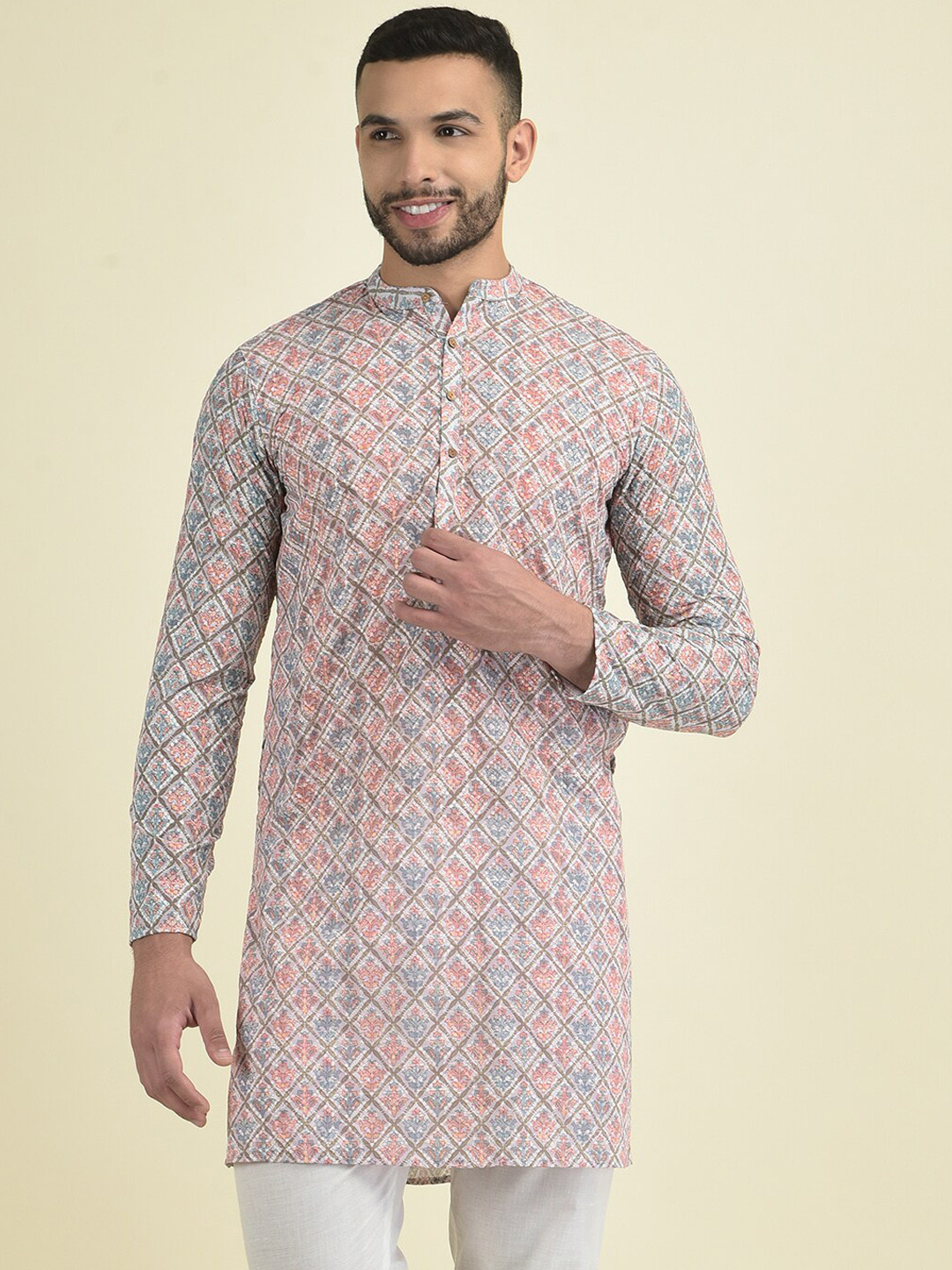 

DEYANN Floral Printed Straight Kurta, Blue
