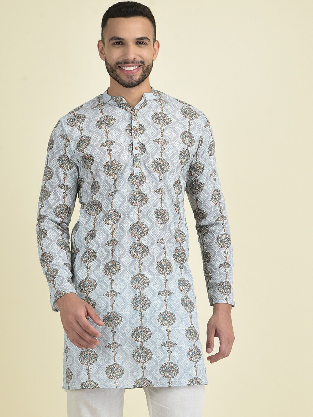 

DEYANN Ethnic Motifs Embroidered Georgette Kurta, Grey