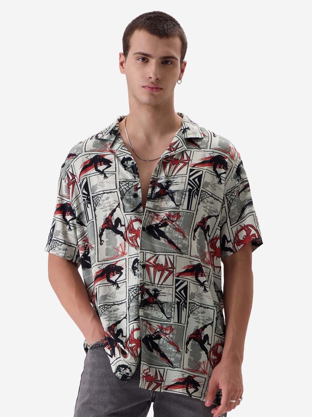

The Souled Store Grey Spider-Man Printed Casual Shirt
