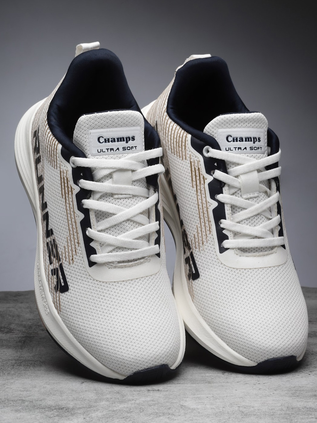 

Champs Men Mesh Running Non-Marking Shoes, Off white